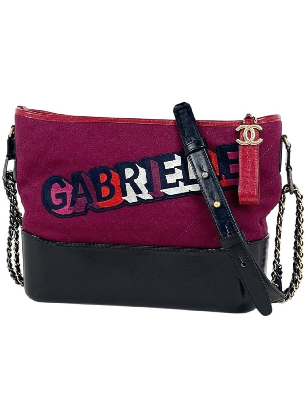 Chanel Gabriel de Large Hobo Chain CC Logo Felt Red Navy